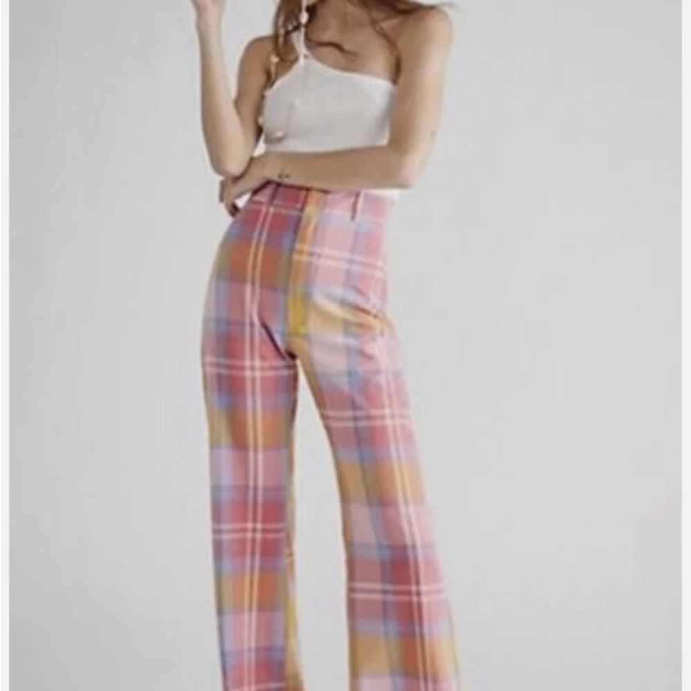 Free People Pink and Orange Wide Leg Pants